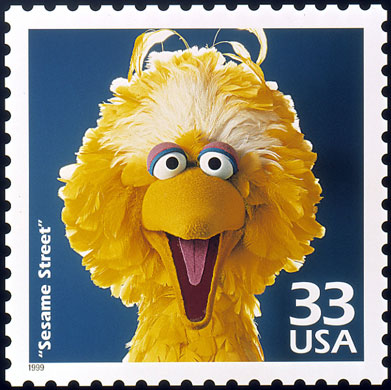 Sesame Street: 1999: A 33-cent US stamp, honouring 'Sesame Street'' and featuring Big Bird