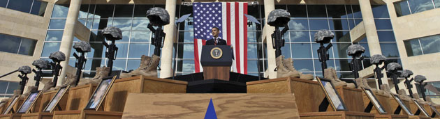 Obama visits Fort Hood: Barack Obama speaks at the memorial service