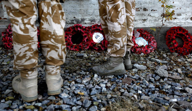 Armistice Day: Soldiers attend a Remembrance Day ceremony in Kabul