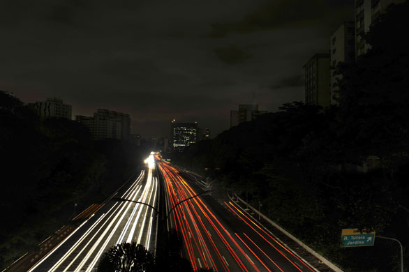 24 hours: Sao Paulo, Brazil: Vehicles on the expressway during a blackout