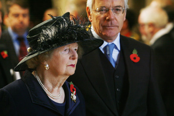 Armistice day: Former Prime Ministers, Baroness Margaret Thatcher and John Major
