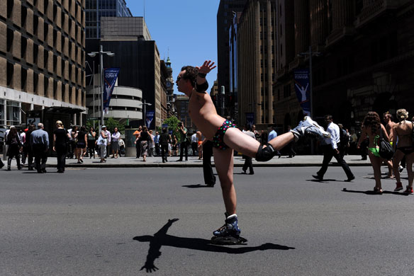24 hours: swimwear walk through martin place in  sydney