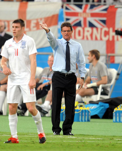 Brazil v England: England's manager Fabio Capello directs his players