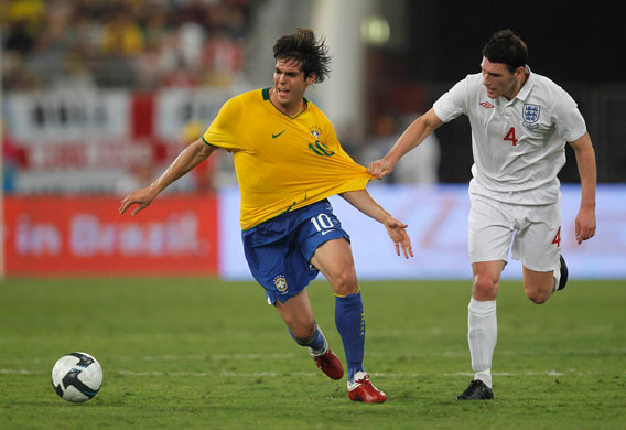 Brazil v England: Gareth Barry can't keep up with Kaka