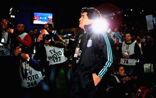 15 November 2009: Madrid, Spain: Argentina coach Diego Maradona