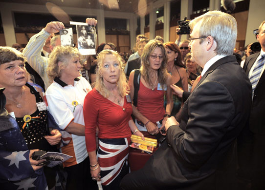 Forgotten Australians: Australian PM Kevin Rudd at a ceremony to apologise to child migrants