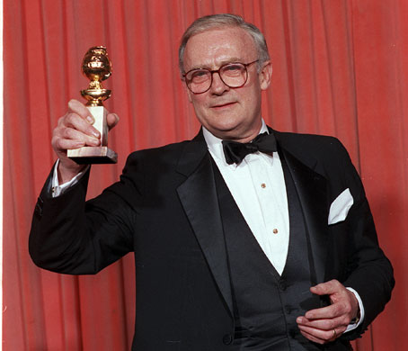 Edward Woodward obit: 1987: Edward Woodward with Golden Globe award