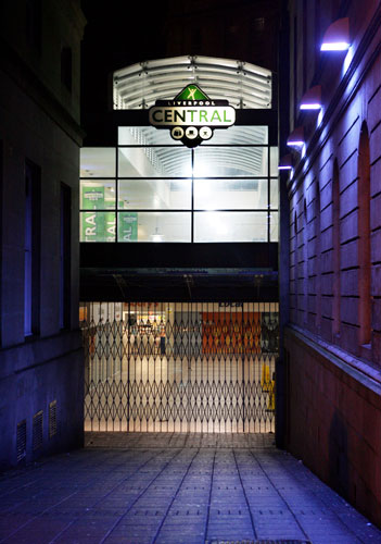 Train stations: Security gates block the side entrance to Liverpool Central station