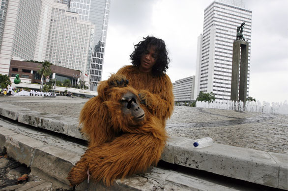 17 November 2009: Jakarta, Indonesia: An activist takes a rest during a protest