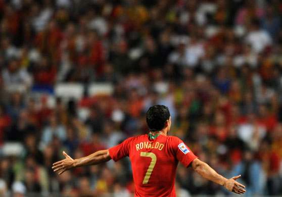 World Cup Gallery: Portugal's Cristiano Ronaldo reacts during a 2010 qualifying match