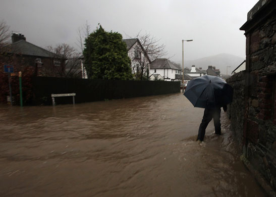 bad weather in uk: flooding inKeswick, Cumbria