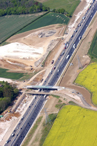 M1 motorway: 2007: An aerial view of the widening of the M1 motorway