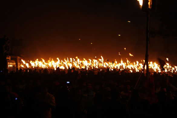 24 hours in pictures: communist rally in nepal 