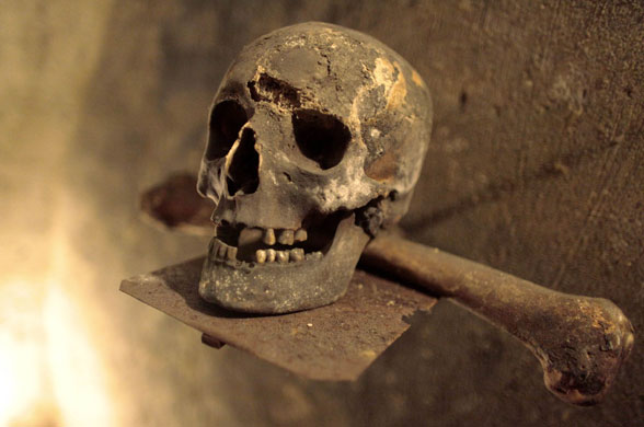 24 hours in pictures: Human skull and a bone placed in a crypt in Vienna