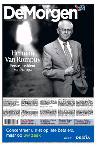European front covers: European newspaper front covers Belguim: DeMorgen