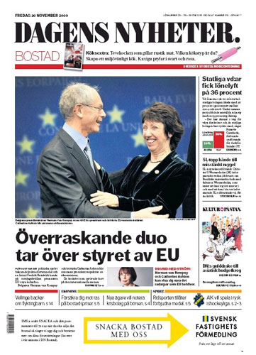 European front covers: European newspaper front covers Sweden: Dagens Nyheter