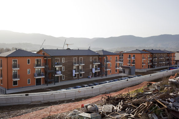 L'Aquila - 7 months later: Newly built homes in the village of Sassa, partially opened 14 days ago