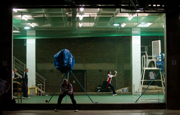 24sport: England's Matt Prior and Adil Rashid practice underground at the Wanderers