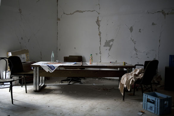L'Aquila - 7 months later: Inside an office in the centre of town