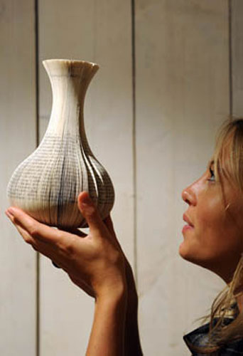Geffrye Museum: Eco Home exhibition Book vase designed by manufactured by Laura Cahill
