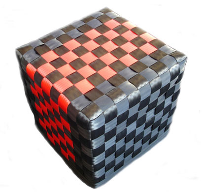 Geffrye Museum: Eco Home exhibition Seatbelt cube, designed by Inghua Ting