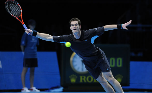 ATP World Tennis Finals: Andy Murray in action in his three set victory over Juan Martin Del Potro