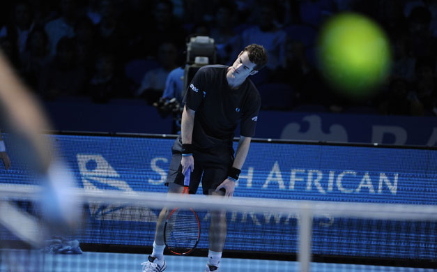 ATP World Tennis Finals: Andy Murray hits a ball long as he loses the second set