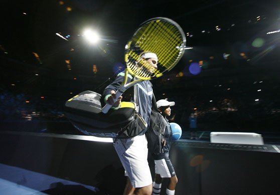ATP World Tour Tennis: Rafael Nadal of Spain acknowledges the crowds applause