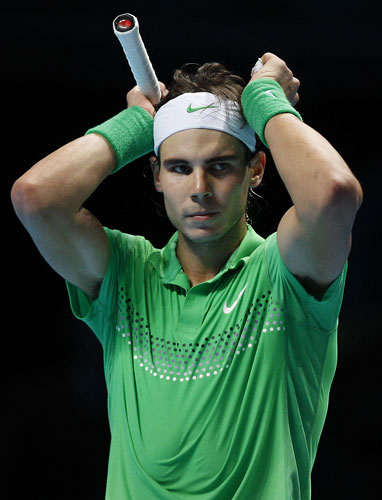 ATP World Tour Tennis: Rafael Nadal reacts during his loss