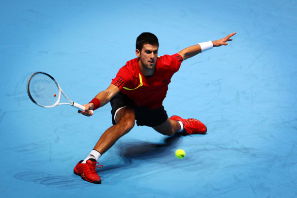 ATP World Tour Tennis: Novak Djokovic of Serbia returns the ball