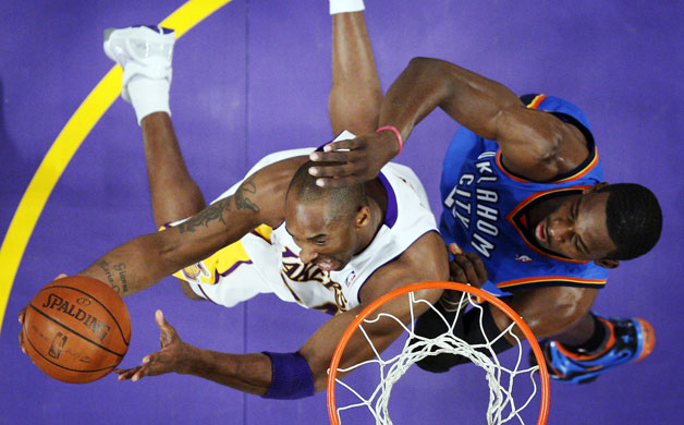 24 hours in sport: Los Angeles Lakers guard Kobe Bryant puts up a shot 
