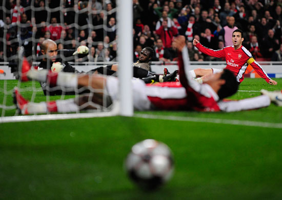 British Teams 2: Arsenal's Cesc Fabregas watches his shot go wide