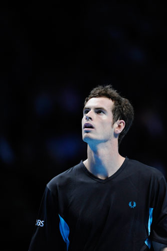 murray v federer: Murray watches a point review on the big screen
