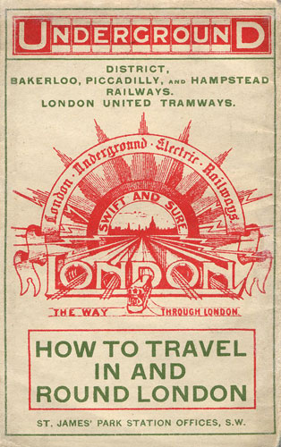 The cover of a pocket London Underground map from 1908 .