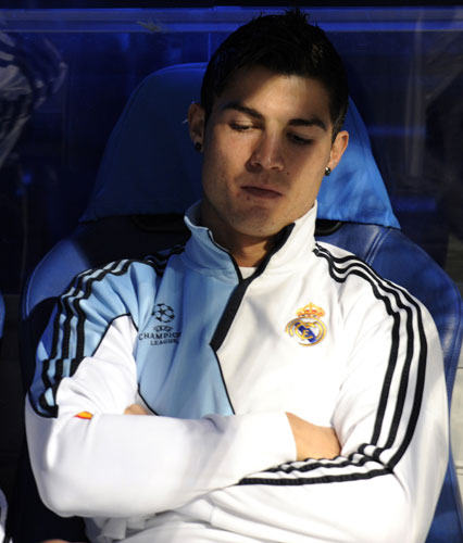 Wed champs 2: Cristiano Ronaldo sits on the bench ahead of return after a lengthy lay-off
