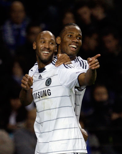 wed 3 champions: Anelka celebrates with Drogba after scoring the only goal of the game