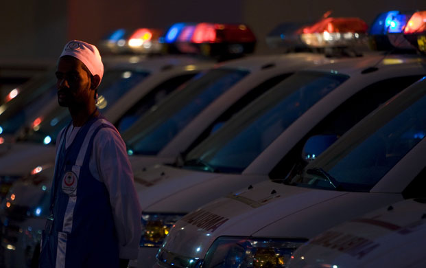 Mecca Hajj: A health worker waits to help inspect facilities for the Hajj pilgrimage