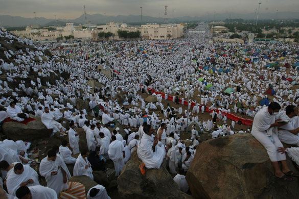 Mecca Hajj: Muslim pilgrims gather at Mount Arafat, south east of of Mecca 