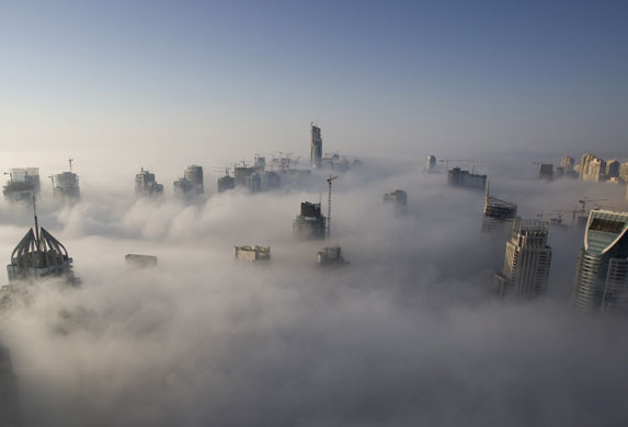 Week in business: Heavy fog near the Dubai Marina in 2007.