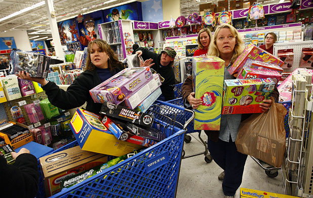 27 November 2009: Fort Worth, US: Shoppers at Toys