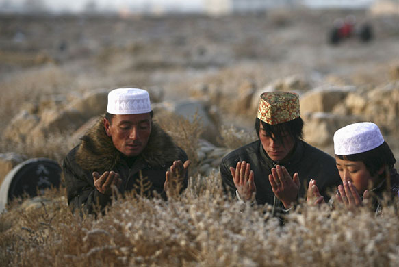 Eid al-Adha: Muslims pray during Eid al-Adha celebrations in Wuzhong,