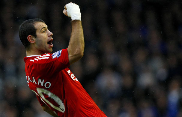 Everton v Liverpool: Liverpool's Mascherano celebrates