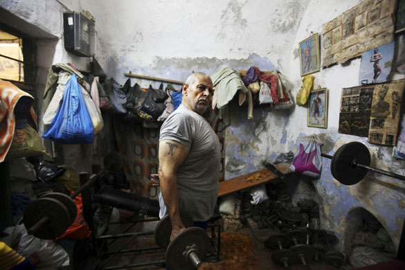 Eyewitness: Jenin, West Bank, 22 October 2009: Muhammad Shuhadeh, 70, in his gym