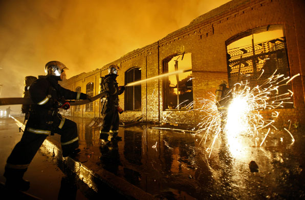 24 hours: St. Petersburg, Russia: Firefighters at a plastics factory 