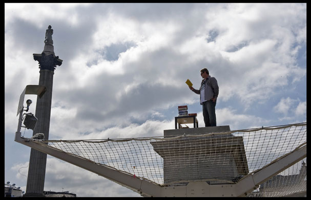 Fourth plinth: Booker Prize enthusiast Graham Fudger reading from longlisted novels