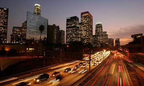 Traffic at night in US city