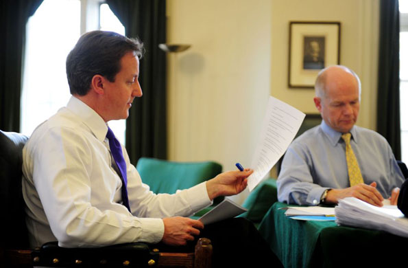 Andrew Parsons Propaganda: David Cameron and William Hague work on David's speech on Europe