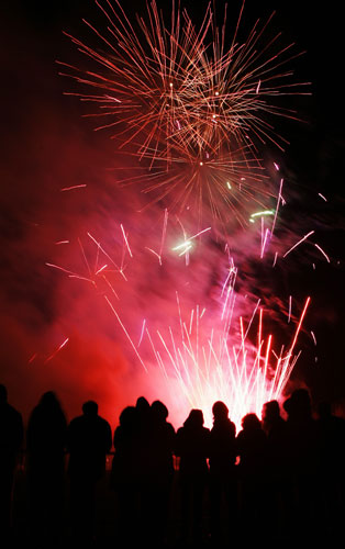 Bonfire Night: People watch fireworks during the Bonfire Night festivities in Lewes