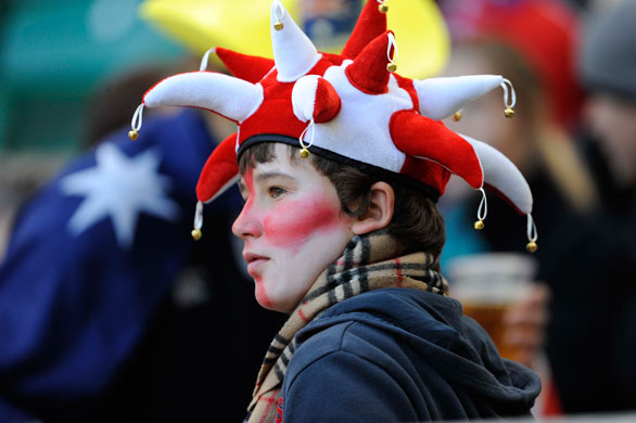 England v Australia: An England fan looks anxious before kick off
