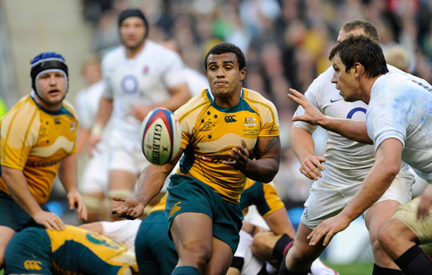 England v Australia: Will Genia passes out from a ruck and past Deacon
